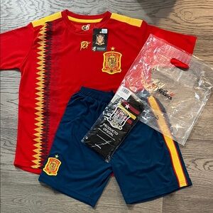 NWT Spain OFFICIAL Kids Soccer Jersey Set - Red and Blue